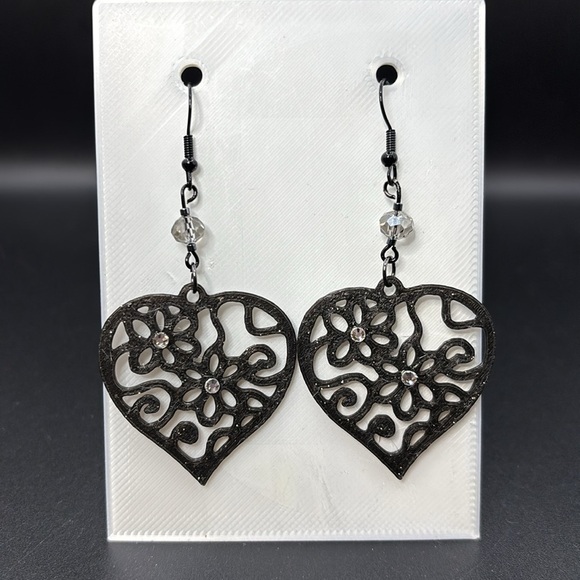 Heart With Flowers Earrings - Picture 1 of 5